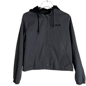 VANS Tripp Canvas Jacket Snap Front Cotton Blend in Gray & Black Women's Small